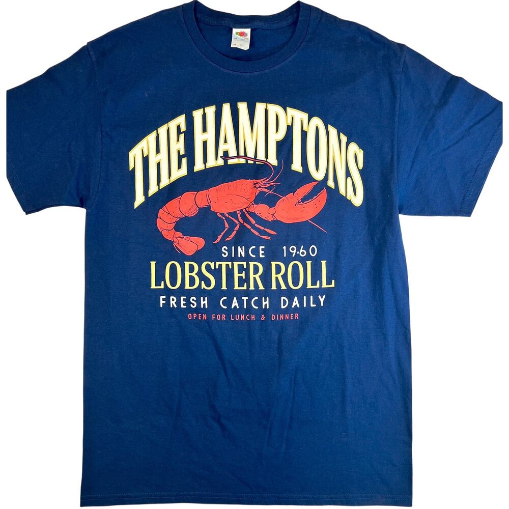 The Hamptons Lobster Roll Graphic T-Shirt - Navy Blue, Size Med - New